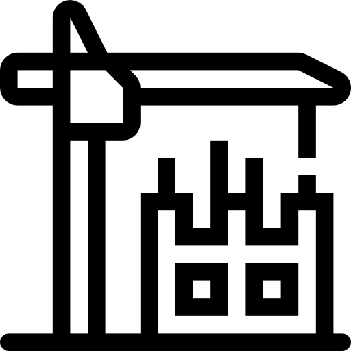 Kran mit geladener Palette und Kisten, symbolisiert Bau- oder Lagerarbeiten.