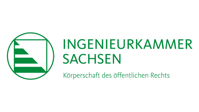 Logo der Ingenieurkammer Sachsen mit stilisierter Treppe und Schriftzug.